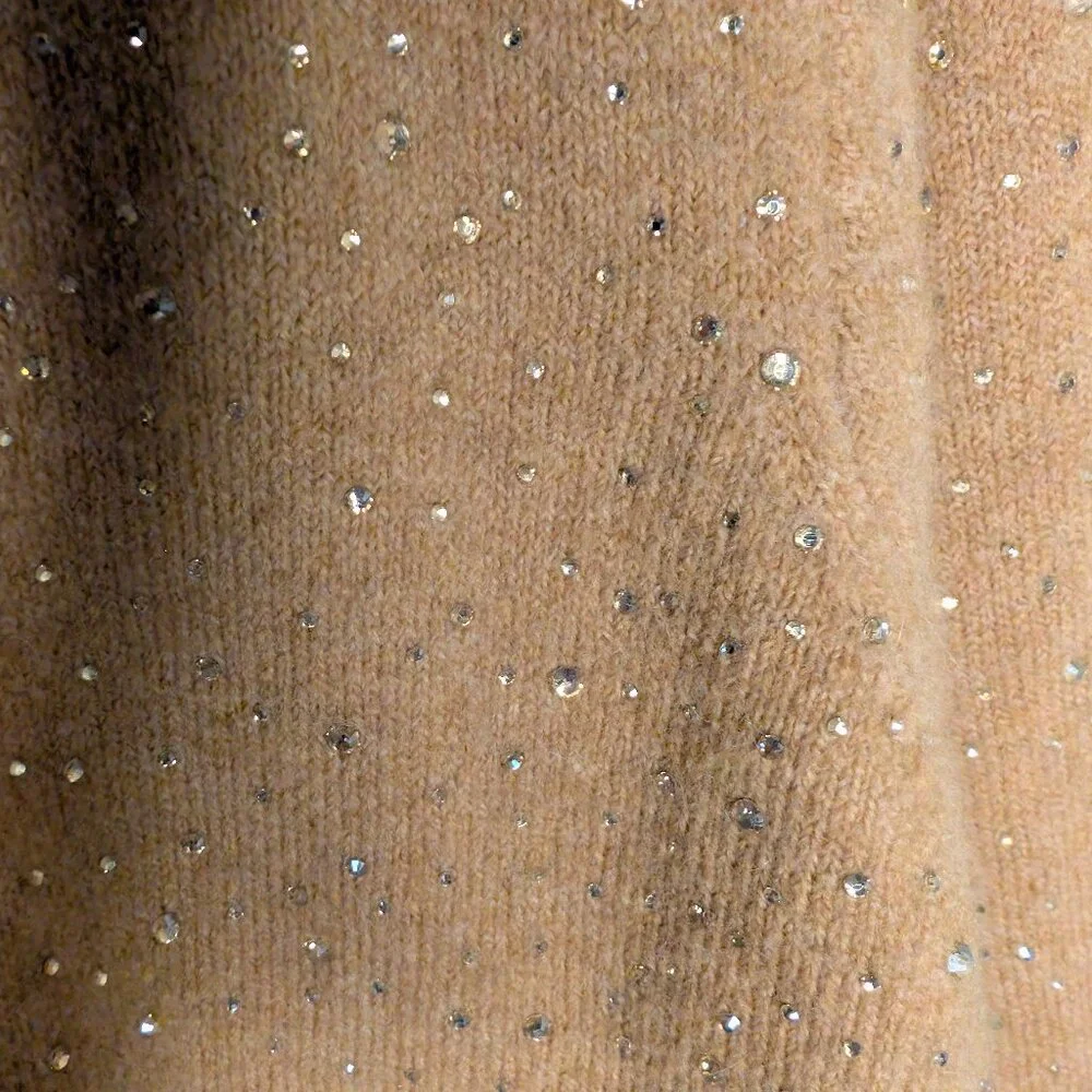J.Crew Camel Sparkle Merino Wool & Alpaca Cardigan | Size M | Mint Condition - Picture 3 of 14